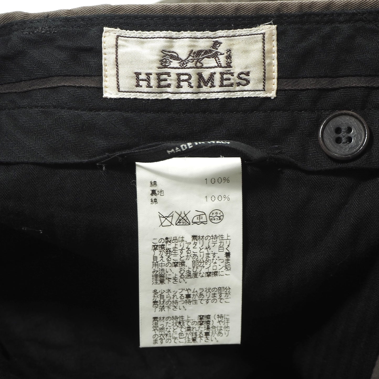 エルメス HERMES セリエボタン ガーゴショーツ ハーフパンツ ショートパンツ オリーブ M メンズ 正規品 6-ZD012