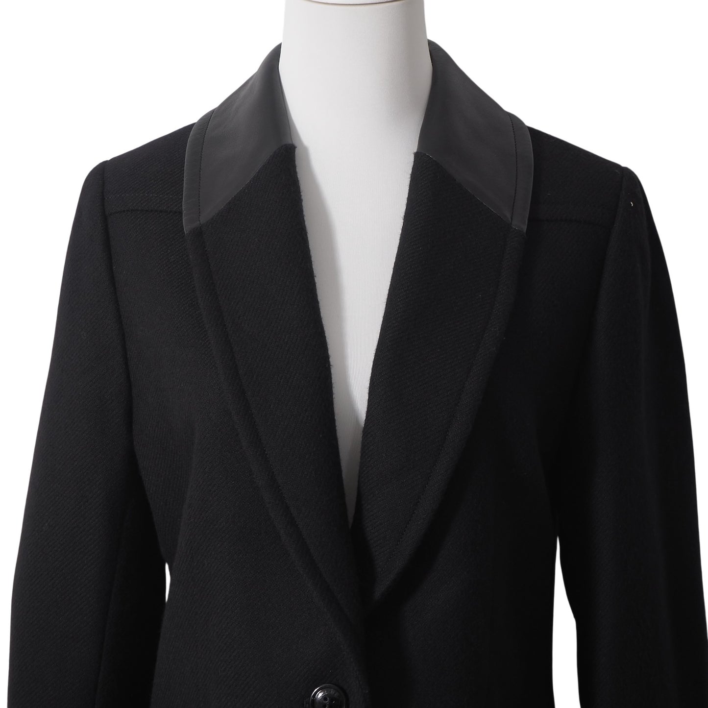 セリーヌ CELINE ヴィンテージ レザー トリム ジャケット 40 ブラック レディース 正規品 6-ZE026