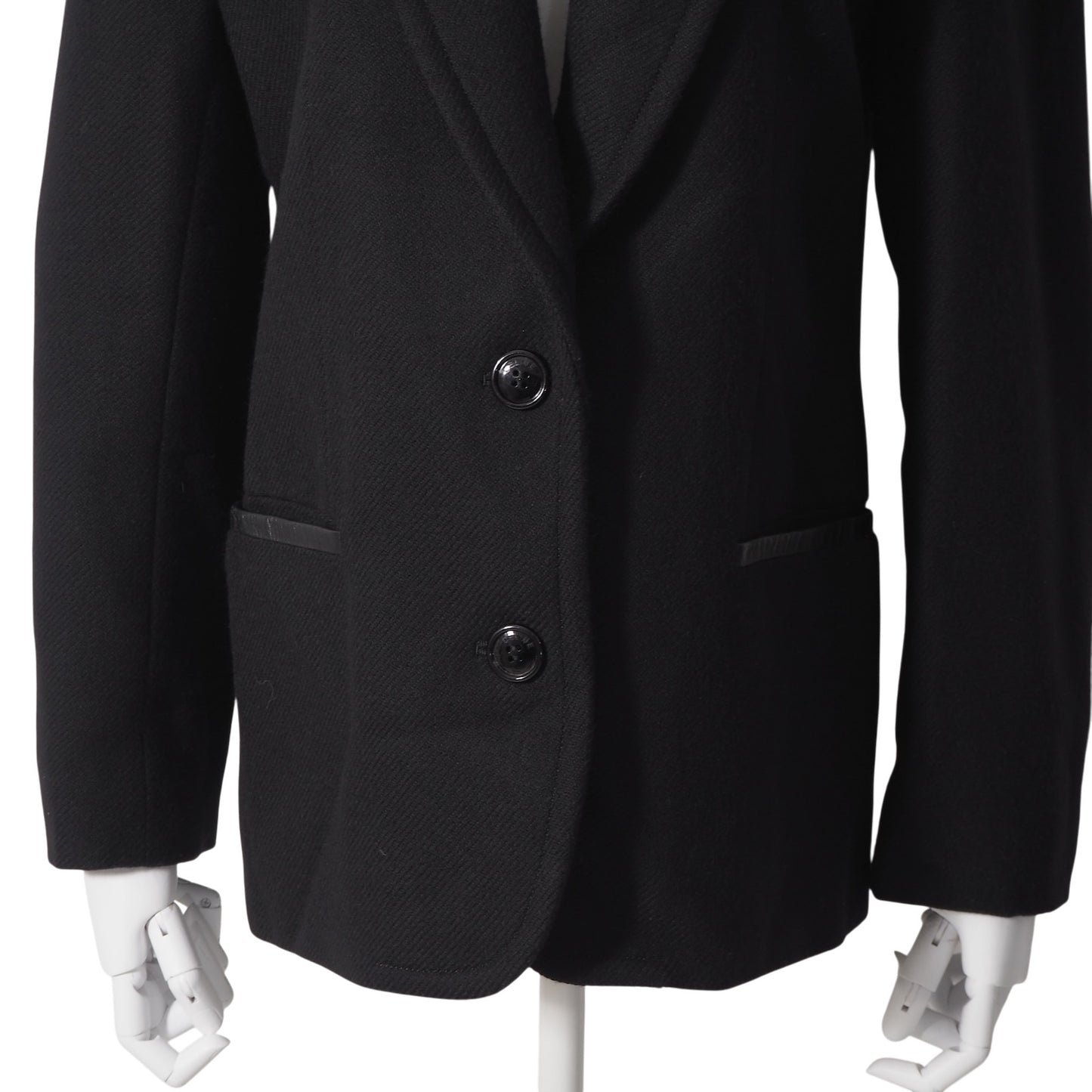 セリーヌ CELINE ヴィンテージ レザー トリム ジャケット 40 ブラック レディース 正規品 6-ZE026