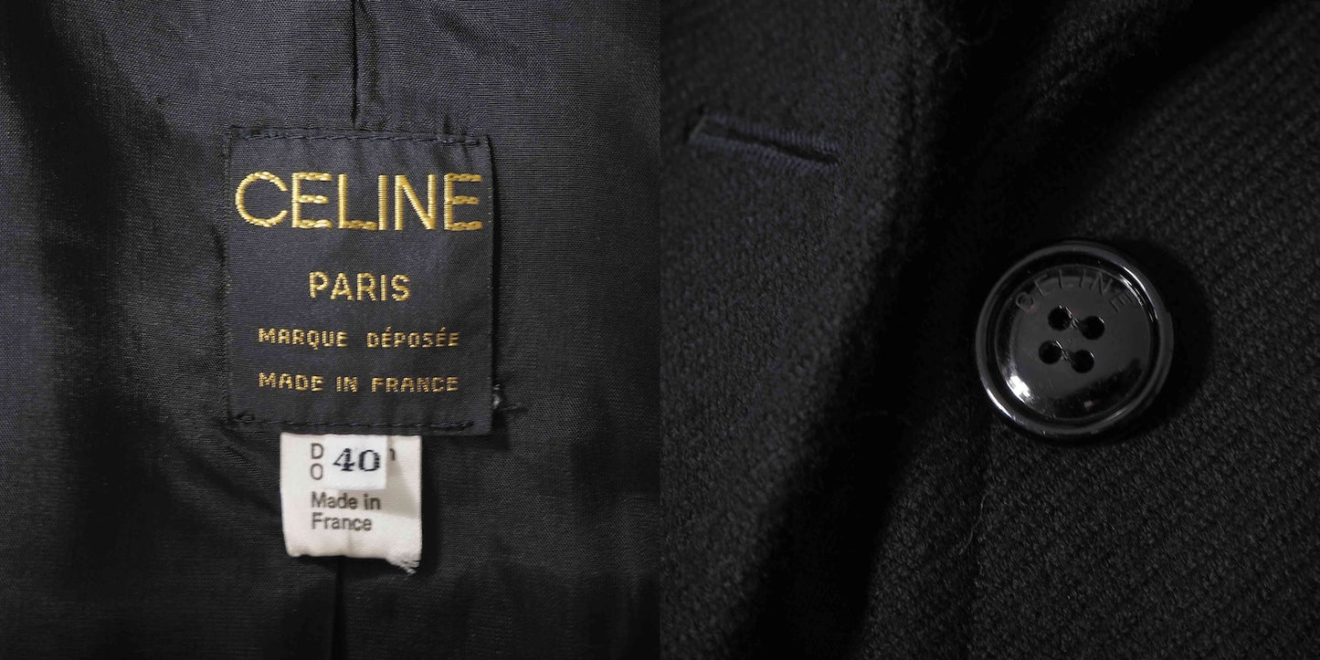 セリーヌ CELINE ヴィンテージ レザー トリム ジャケット 40 ブラック レディース 正規品 6-ZE026