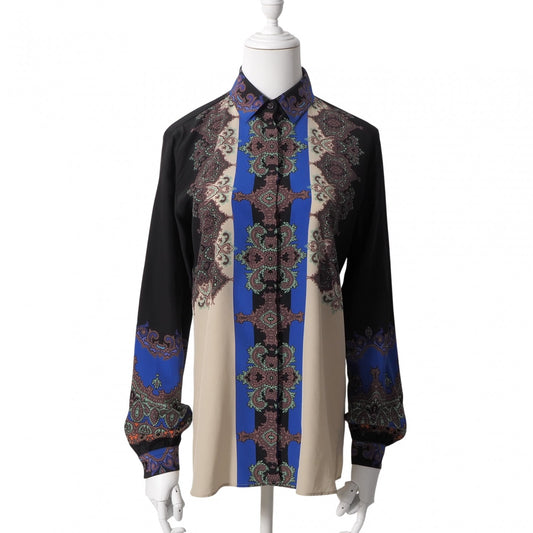 エトロ ETRO イタリア製 シルク 長袖 シャツ ブラウス 38 マルチカラー レディース 正規品 6-ZE041