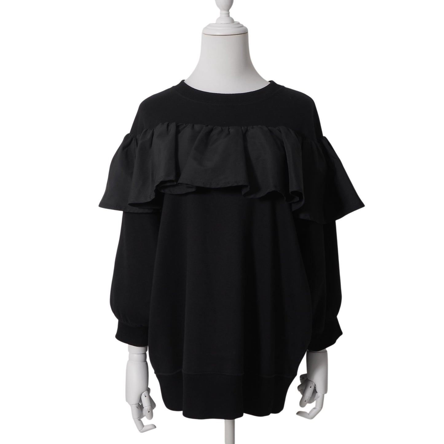 美品 ヴァレンティノ VALENTINO 20SS フリル リボン プルオーバー スウェット M ブラック レディース 正規品 6-ZE044