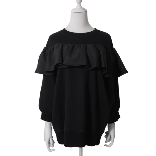 美品 ヴァレンティノ VALENTINO 20SS フリル リボン プルオーバー スウェット M ブラック レディース 正規品 6-ZE044