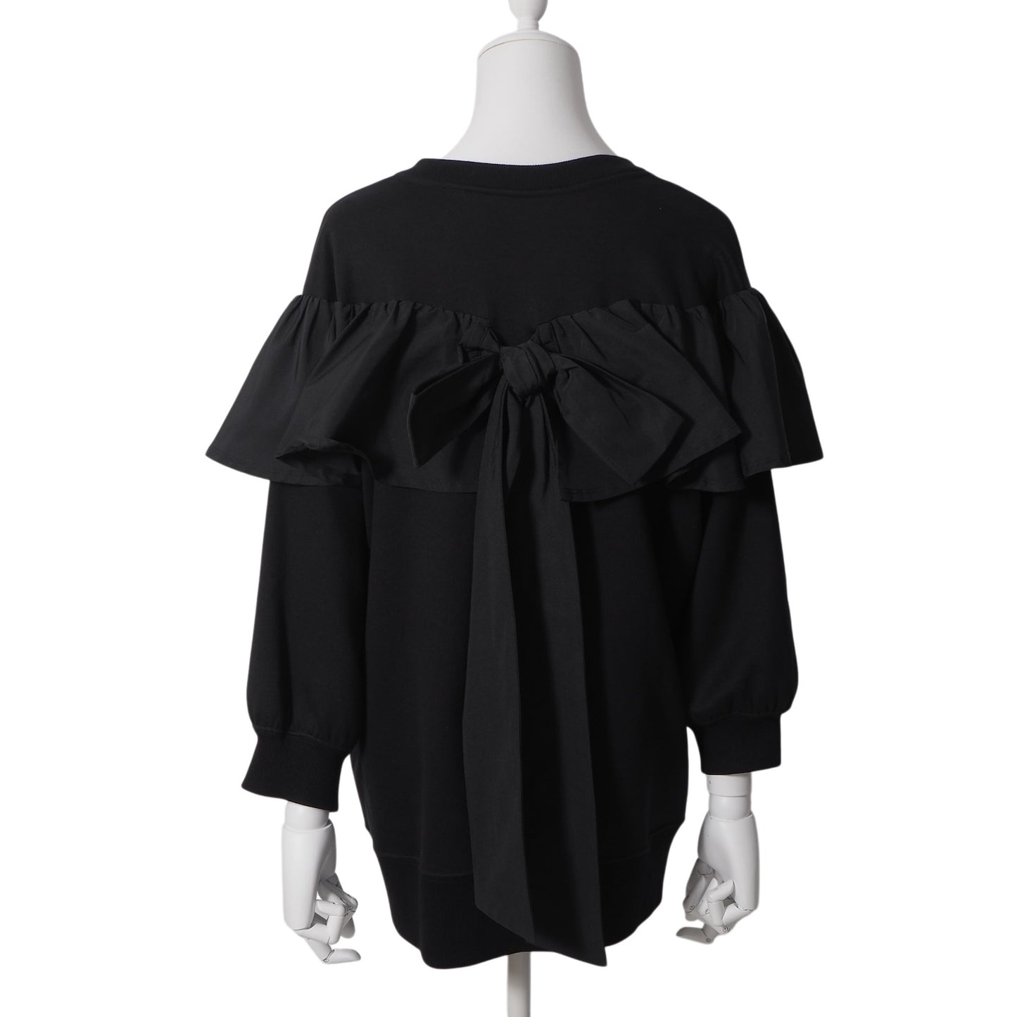 美品 ヴァレンティノ VALENTINO 20SS フリル リボン プルオーバー スウェット M ブラック レディース 正規品 6-ZE044