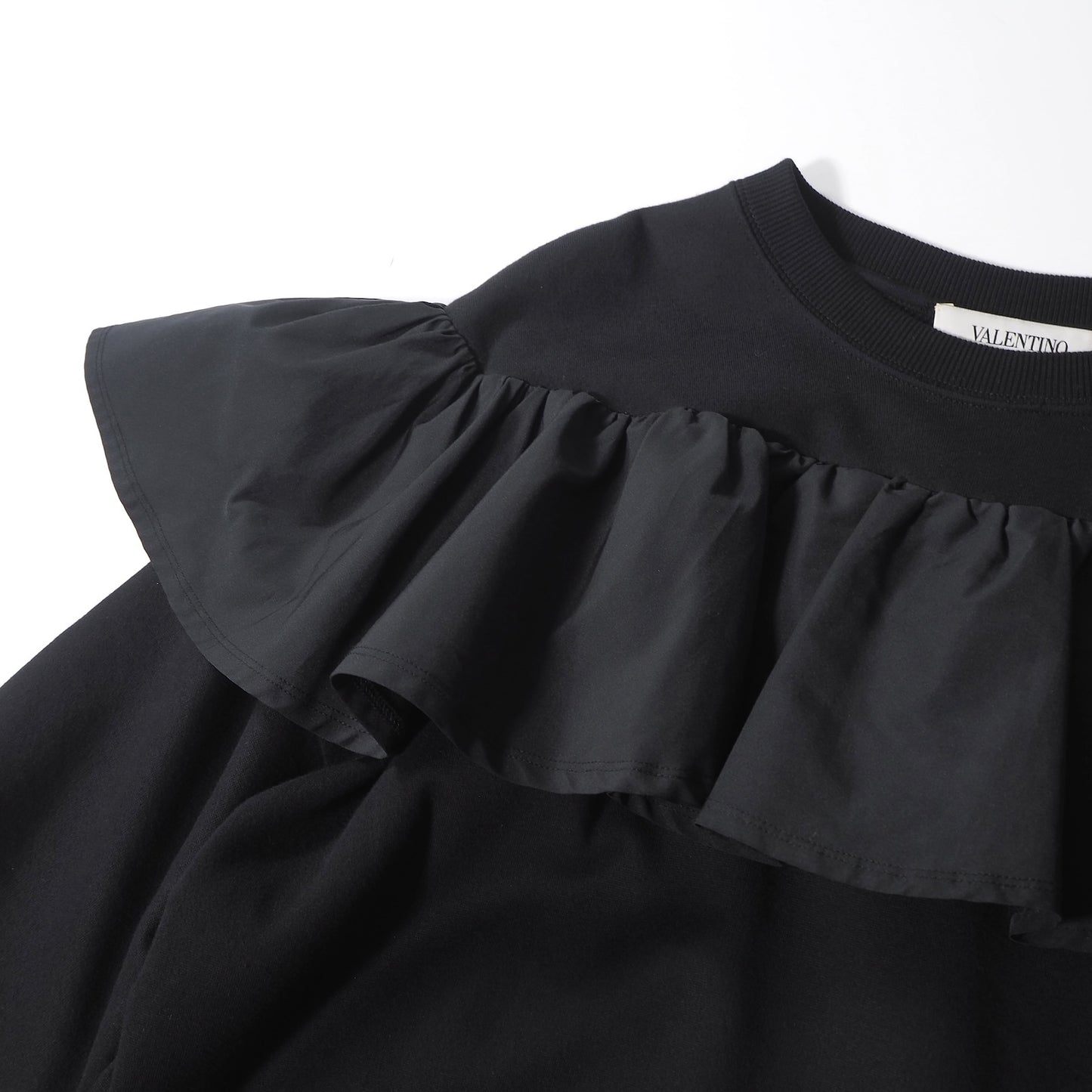 美品 ヴァレンティノ VALENTINO 20SS フリル リボン プルオーバー スウェット M ブラック レディース 正規品 6-ZE044