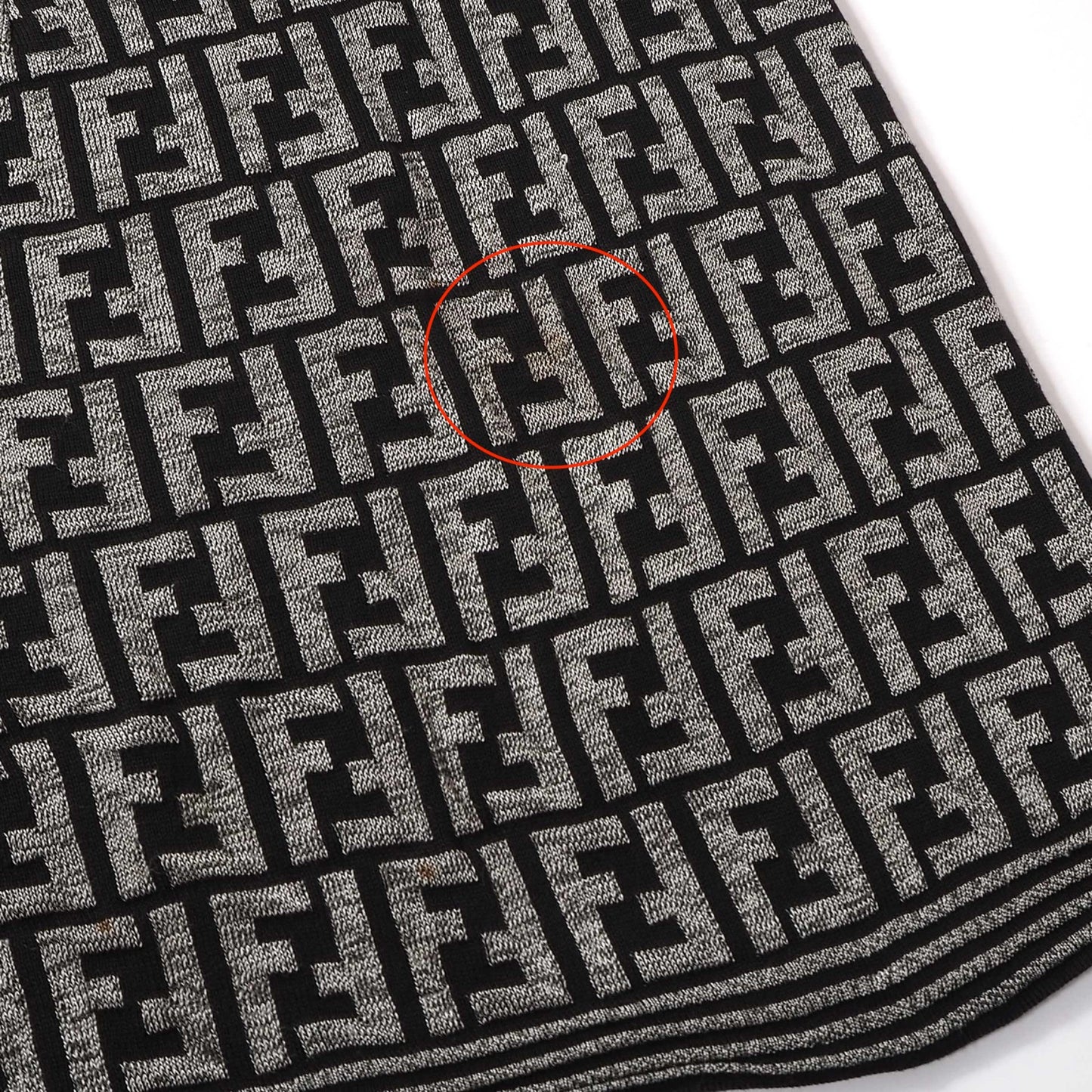 フェンディ FENDI ヴィンテージ FFズッカ柄 半袖 ニット セットアップ スカート40 ダークブラウン グレー レディース 正規品 6-ZF061