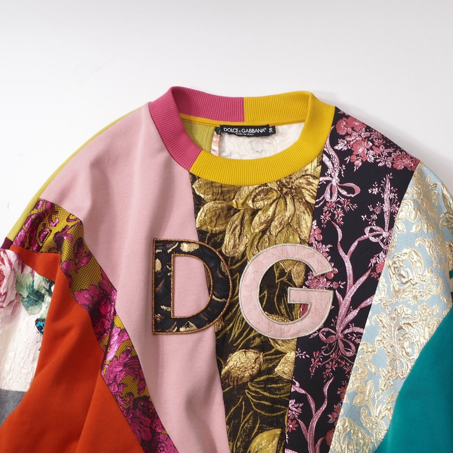美品 ドルチェ＆ガッバーナ DOLCE＆GABBANA エンブロイダリー パッチワーク プルオーバー スウェットシャツ 38 マルチカラー レディース 正規品 6-ZF064