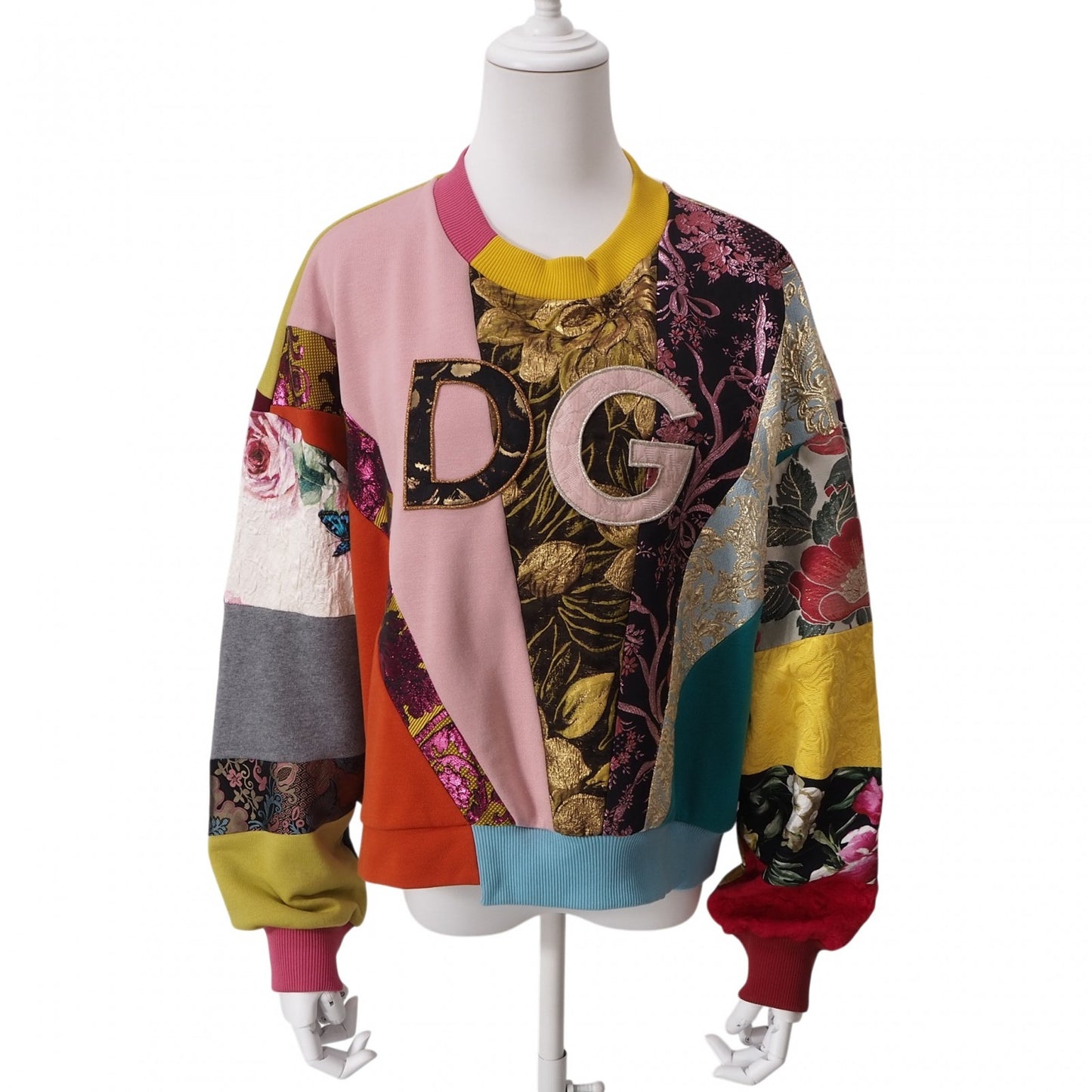 美品 ドルチェ＆ガッバーナ DOLCE＆GABBANA エンブロイダリー パッチワーク プルオーバー スウェットシャツ 38 マルチカラー レディース 正規品 6-ZF064