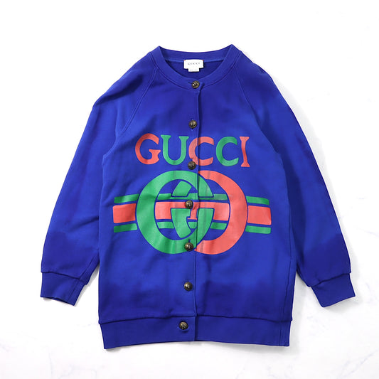 グッチ GUCCI GG柄 金ボタン スウェット地 カーディガン ブルー 8 キッズ 3-NS020S