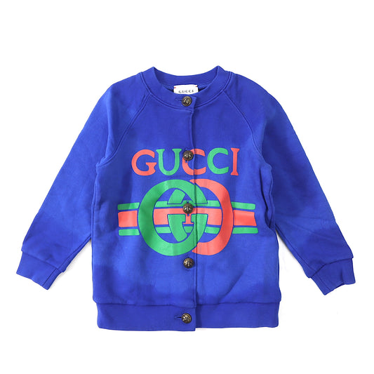 グッチ GUCCI スウェット カーディガン 24m ブルー キッズ 美品 3-EC043