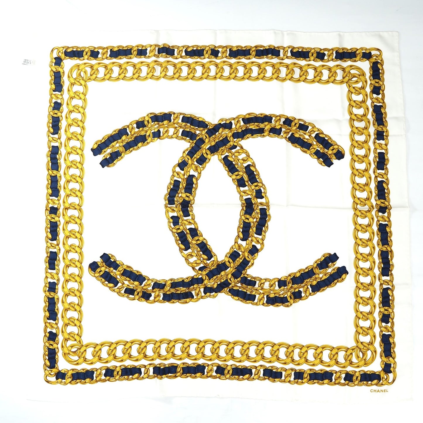 シャネル CHANEL ココマーク シルク 大判 スカーフ  ホワイト レディース 正規品 4-ZD046