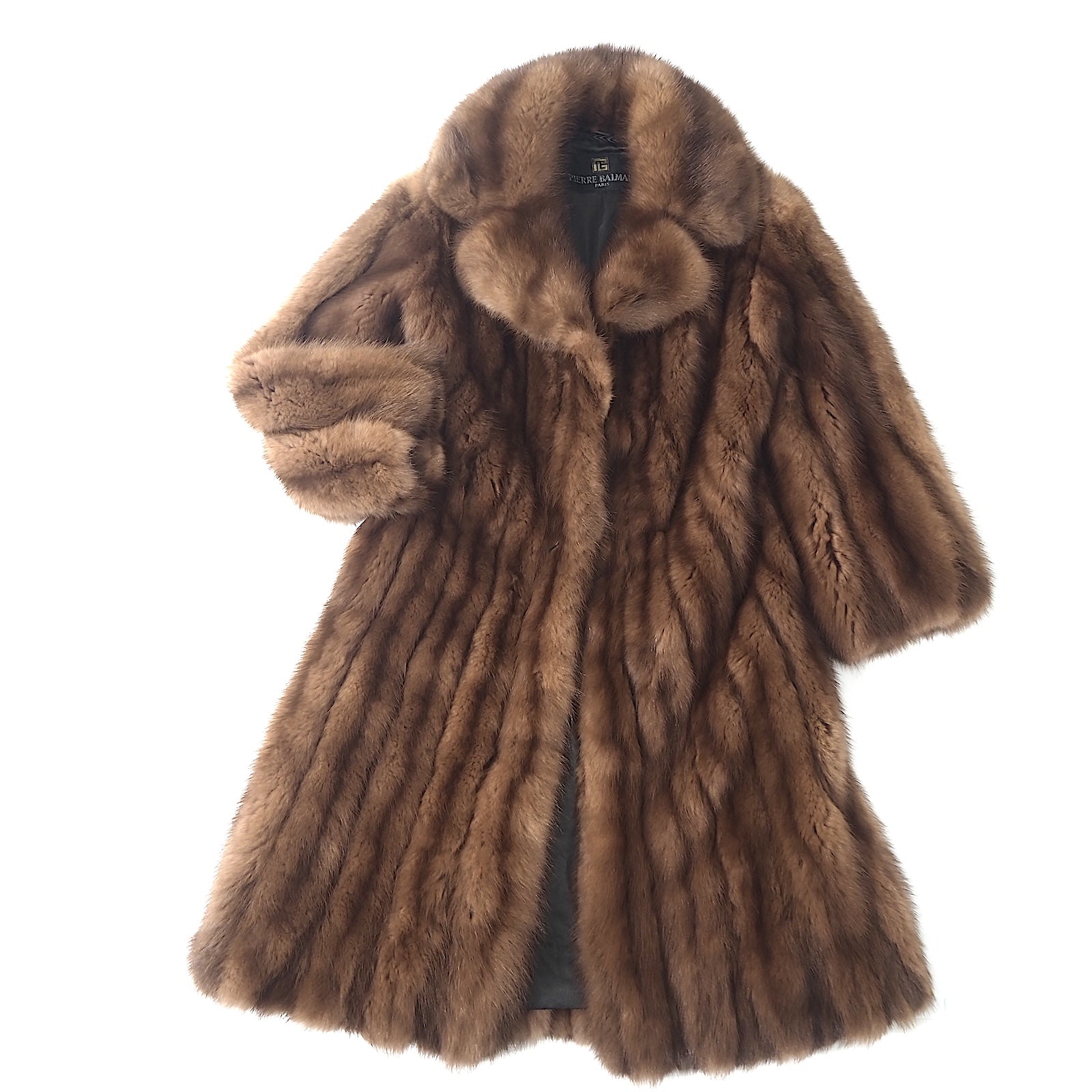 総丈100 ゴールデンセーブル マーテン ファーコート 毛皮 ピエールバルマン 総丈100 ゴールデンセーブル マーテン ファーコート 毛皮