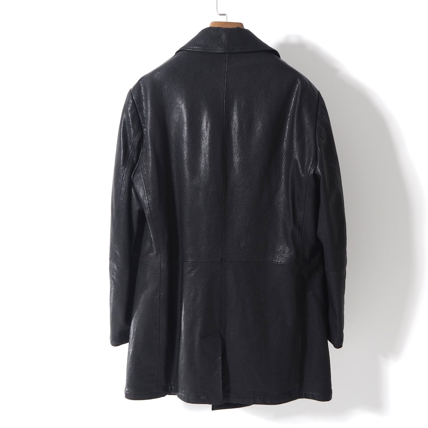ジョルジオアルマーニ GIORGIO ARMANI 最高級 黒タグ ダブルブレスト レザーコート 50 ブラック メンズ 極美品 正規品 5-DA004