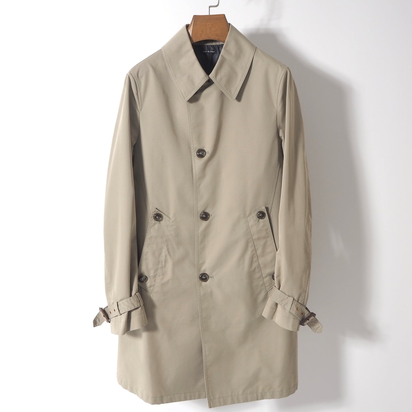 美品 ジョルジオアルマーニ GIORGIO ARMANI スプリングコート 最上級 レザータグ コットン 46 ベージュ メンズ 正規品 5-YC020