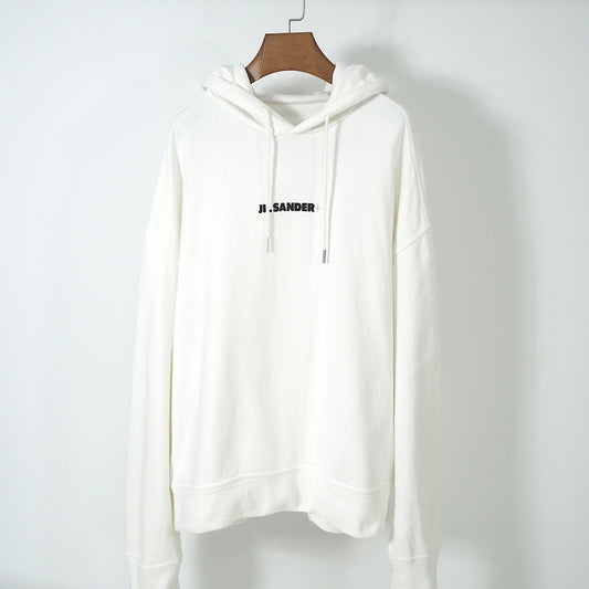 ジルサンダー プラス JIL SANDER + 21AW プリント ロゴ スウェット パーカー M ホワイト メンズ 正規品 4-CI060