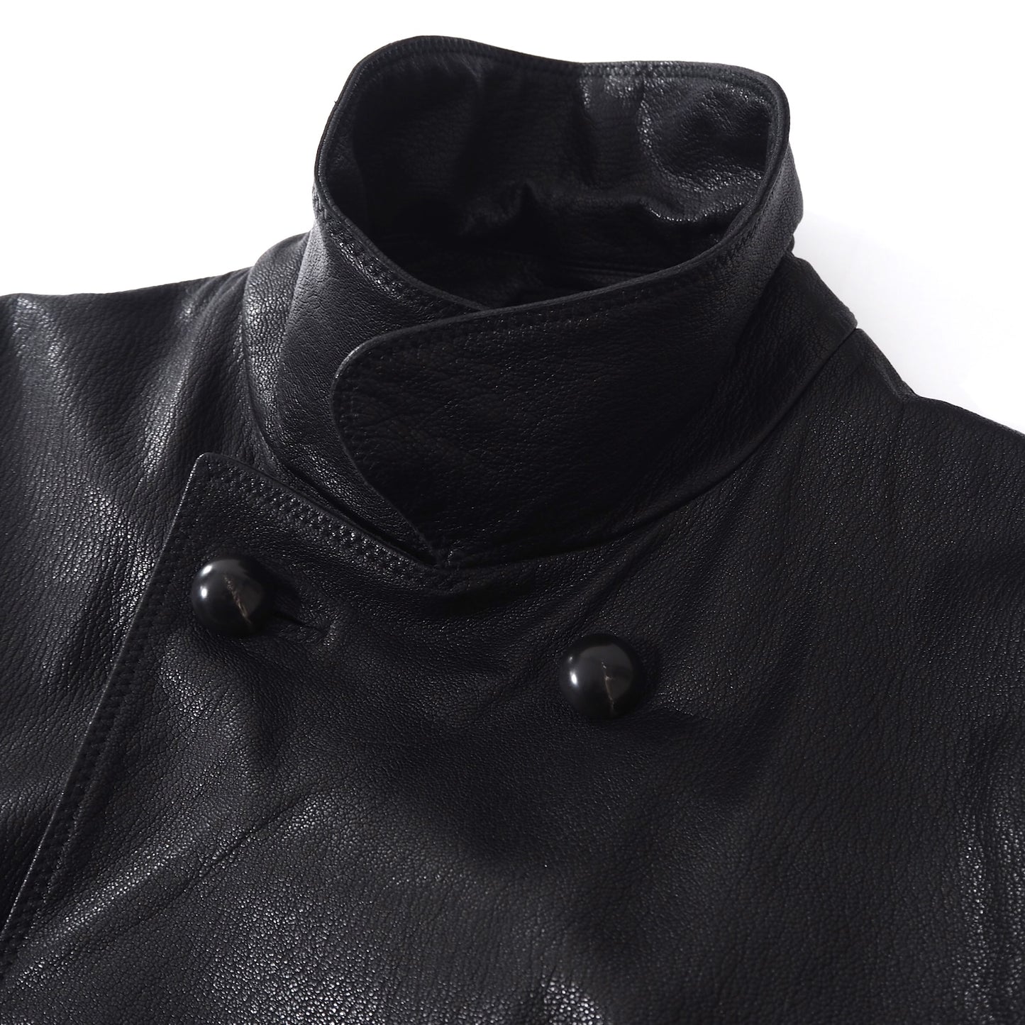 ジョルジオアルマーニ GIORGIO ARMANI 最高級 黒タグ ダブルブレスト レザーコート 50 ブラック メンズ 極美品 正規品 5-DA004