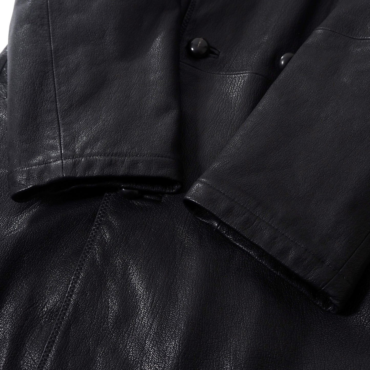 ジョルジオアルマーニ GIORGIO ARMANI 最高級 黒タグ ダブルブレスト レザーコート 50 ブラック メンズ 極美品 正規品 5-DA004