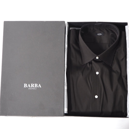 未使用 バルバ BARBA イタリア製 コットン 長袖 シャツ 45 ダークブラウン メンズ 正規品 5-SD004