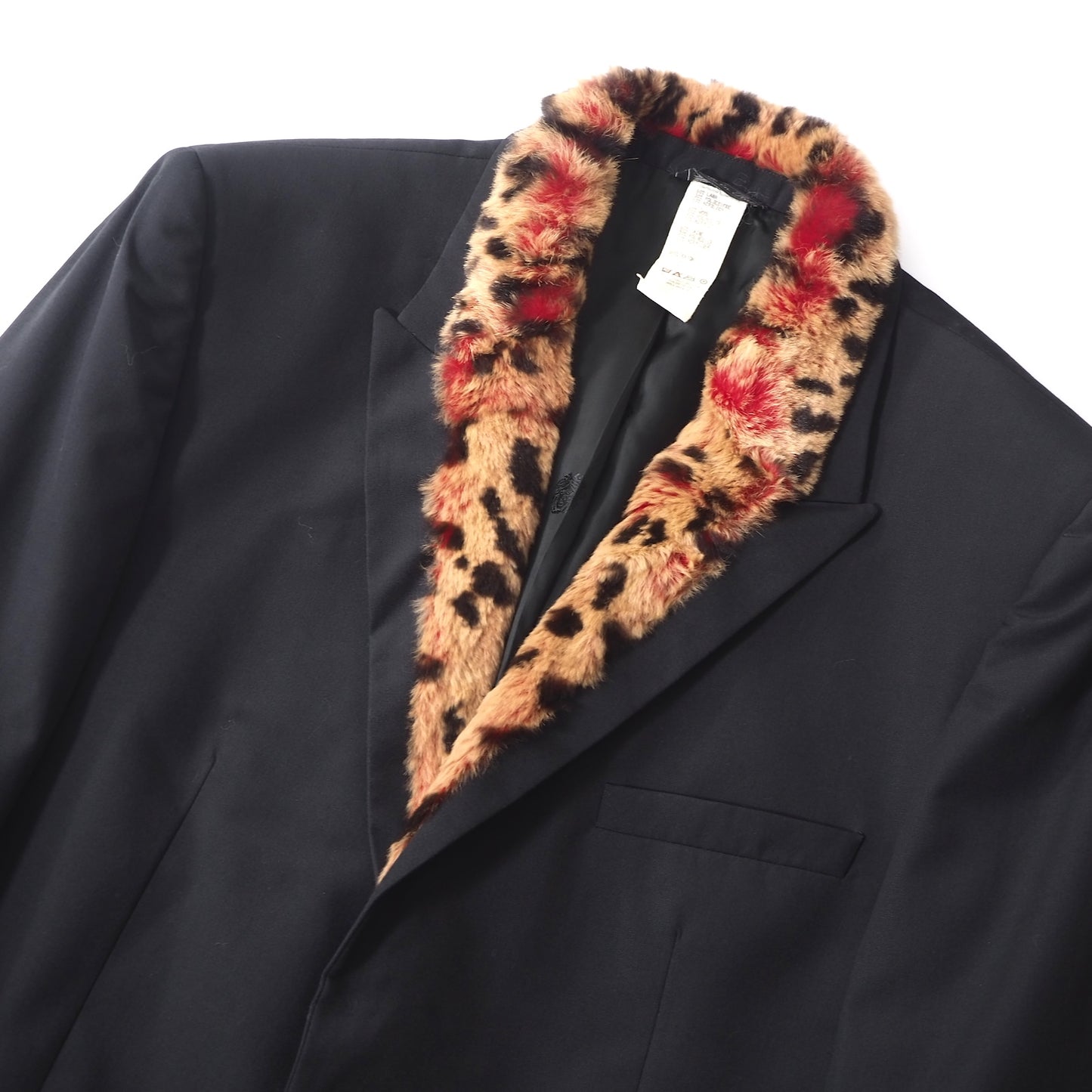 未使用 ジャンニヴェルサーチ GIANNI VERSACE デットストック ファー付 ミドル丈 ジャケット 52 ブラック メンズ 正規品 5-SD011
