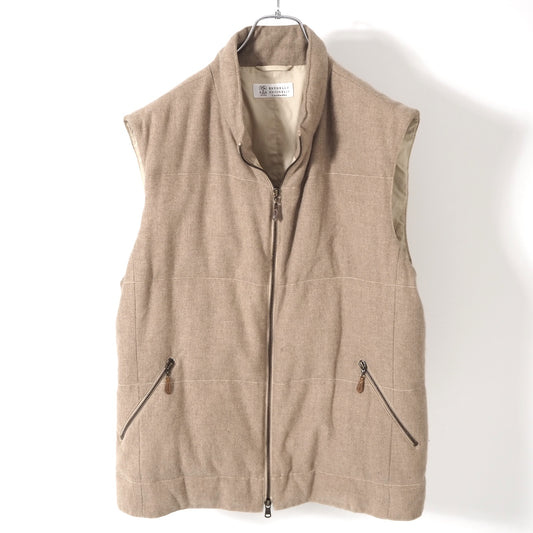 ブルネロクチネリ Brunello Cucinelli イタリア製 ピュアカシミヤ ダウンベスト L ベージュ メンズ 正規品 5-YA021