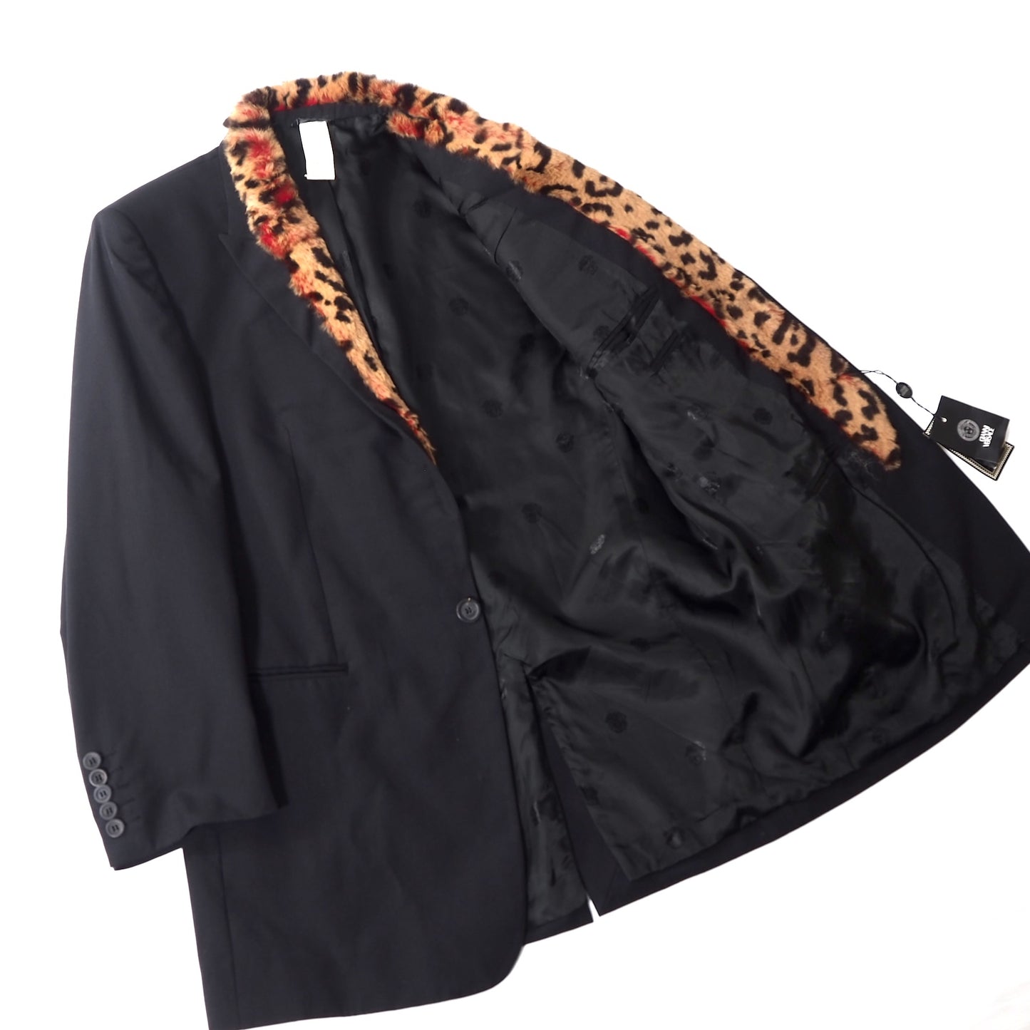 未使用 ジャンニヴェルサーチ GIANNI VERSACE デットストック ファー付 ミドル丈 ジャケット 52 ブラック メンズ 正規品 5-SD011