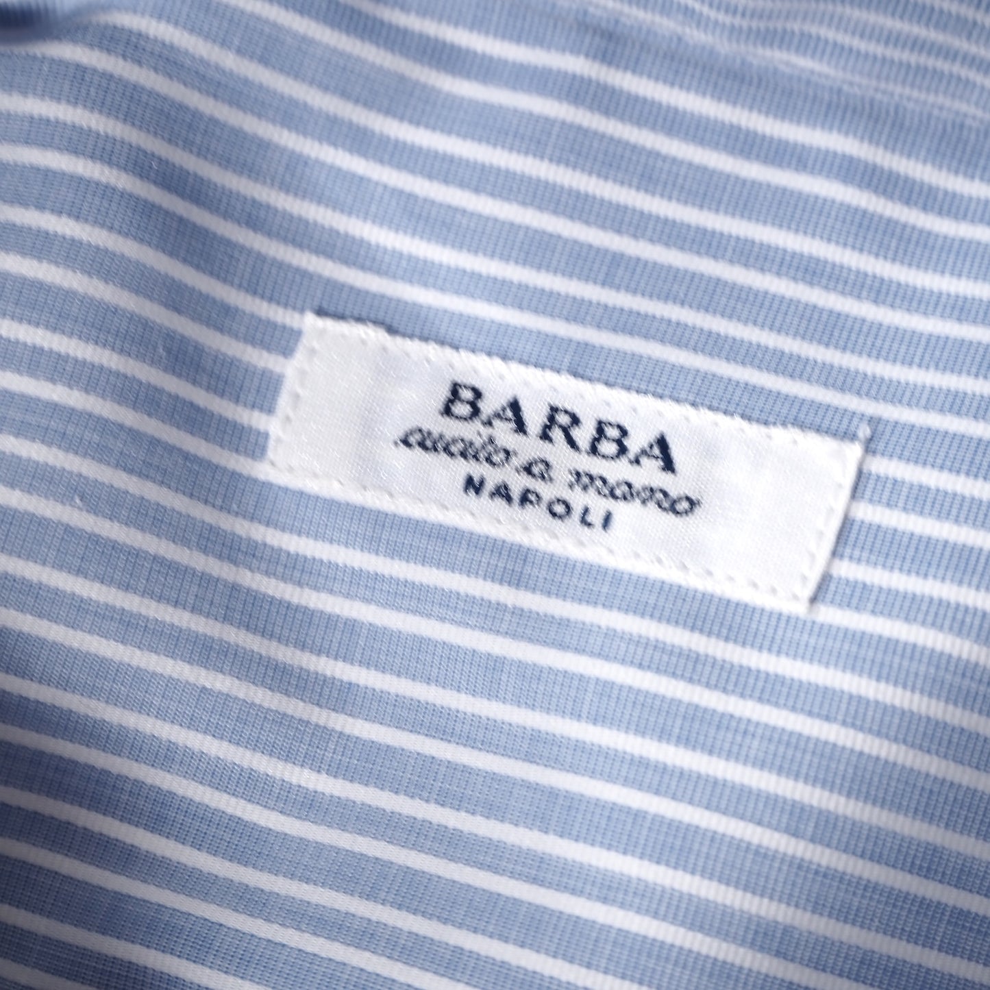 未使用 バルバ BARBA コットン 長袖 ストライプ シャツ 43 ライトブルー メンズ 正規品 5-SD005