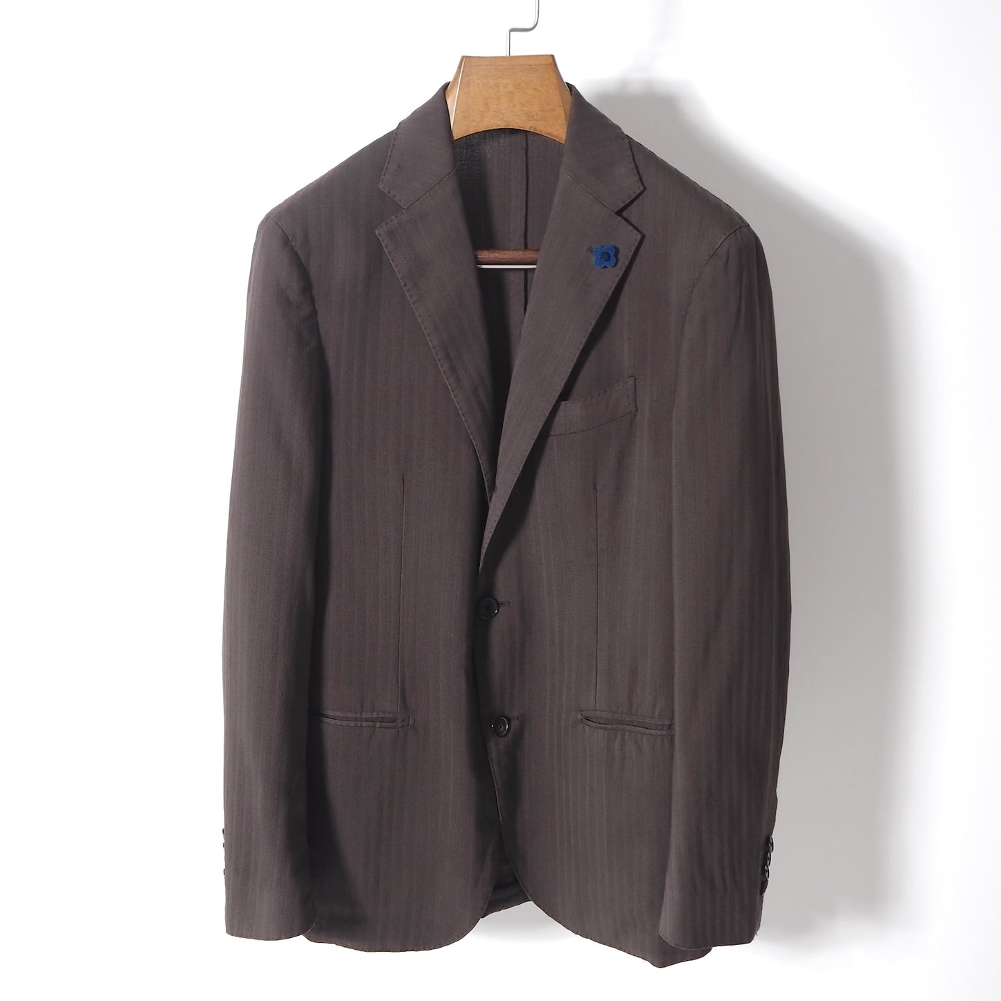 ラルディーニ LARDINI イアリア製 ブートニエール付 スーツ ウール セットアップ 48 ブラウン メンズ 正規品 5-YC019