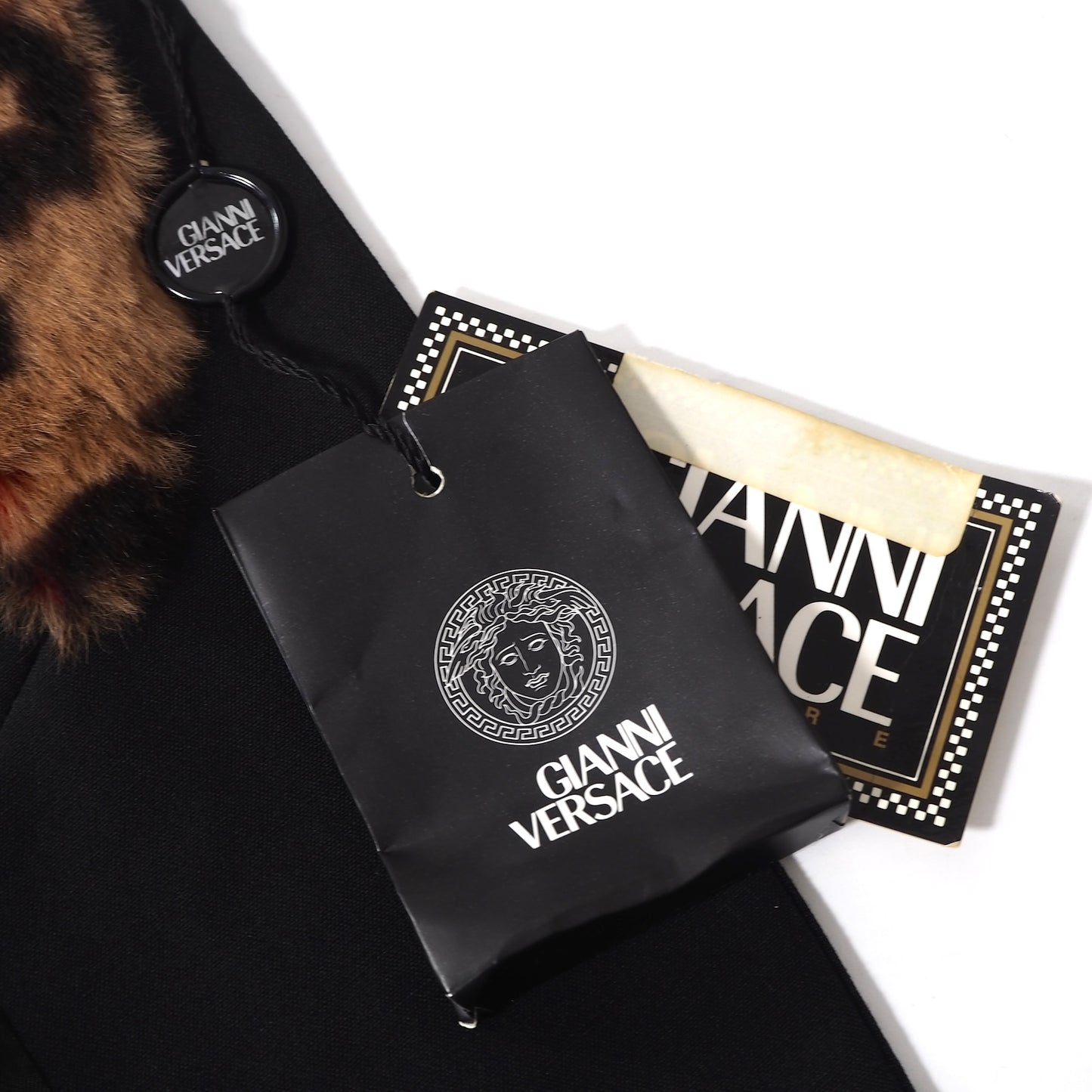 未使用 ジャンニヴェルサーチ GIANNI VERSACE デットストック ファー付 ミドル丈 ジャケット 52 ブラック メンズ 正規品 5-SD011