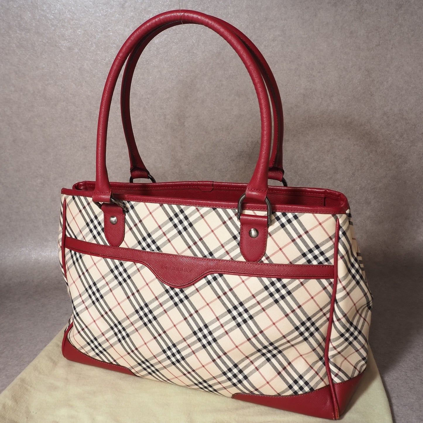 バーバリー Burberry ハンドバッグ ライトブラウン ノバチェック レッド ブラウン 保存袋 レディース 美品 4-SF001