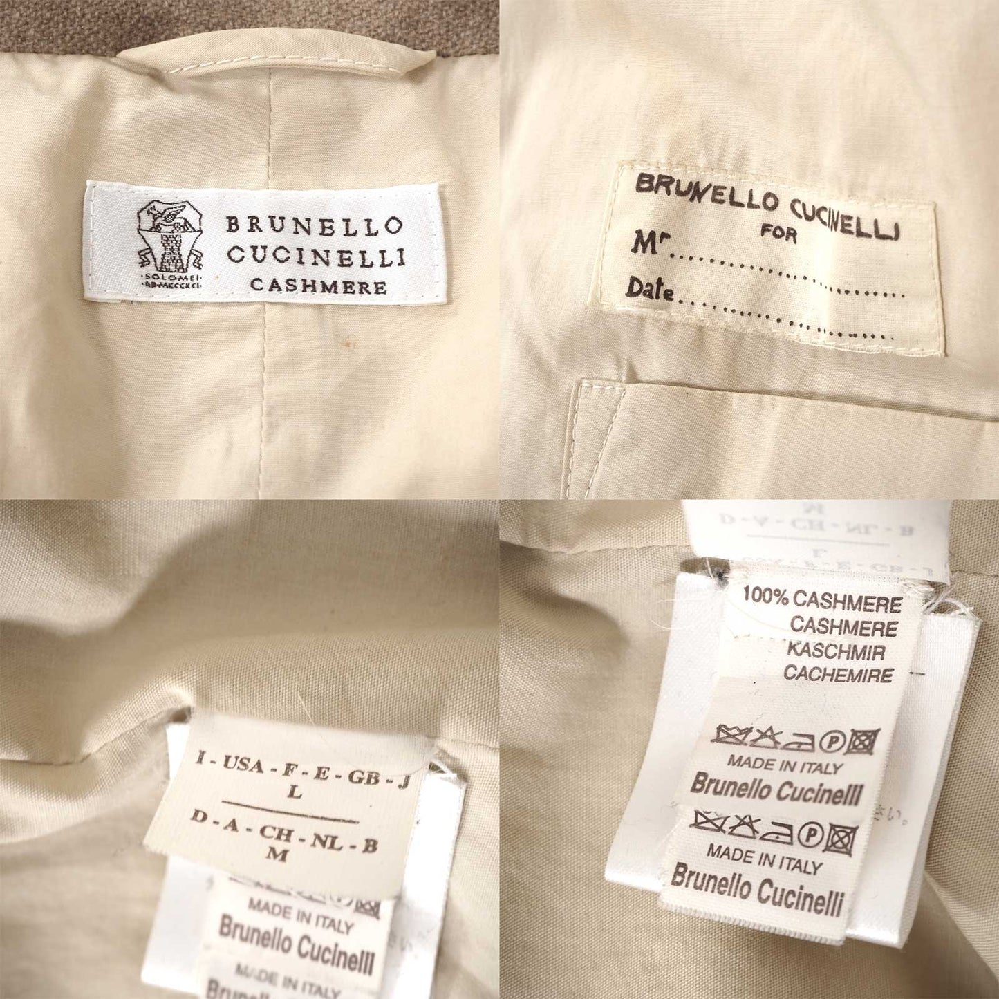 ブルネロクチネリ Brunello Cucinelli イタリア製 ピュアカシミヤ ダウンベスト L ベージュ メンズ 正規品 5-YA021