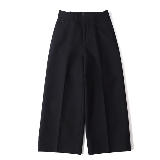 美品 ヴァレンティノ VALENTINO ギャバジン トラウザー ワイドパンツ スラックス 46 ブラック メンズ 正規品 5-YC026