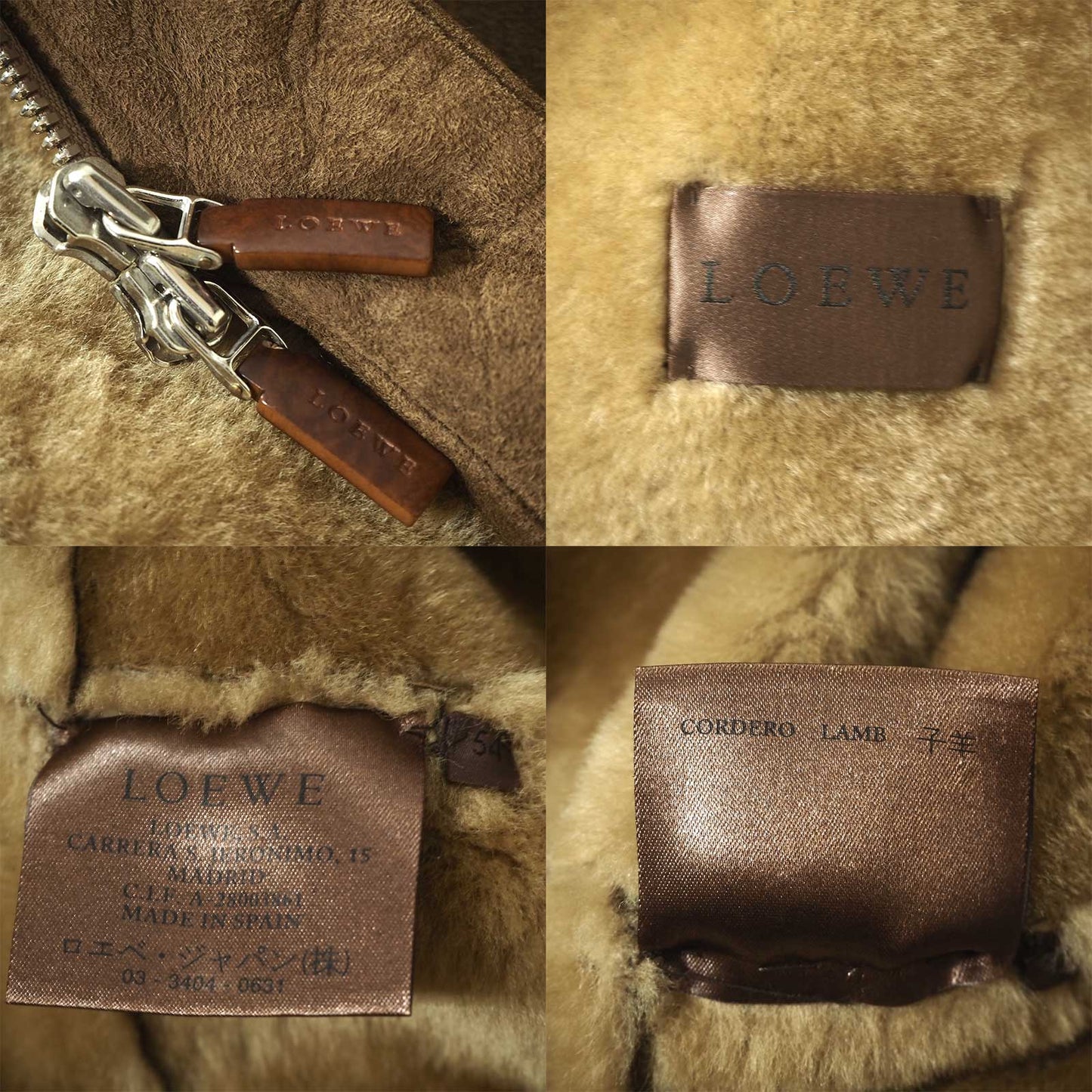 ロエベ LOEWE シャーリング ムートンファー ラムレザー コート 54 ブラウン メンズ 正規品 5-SC001