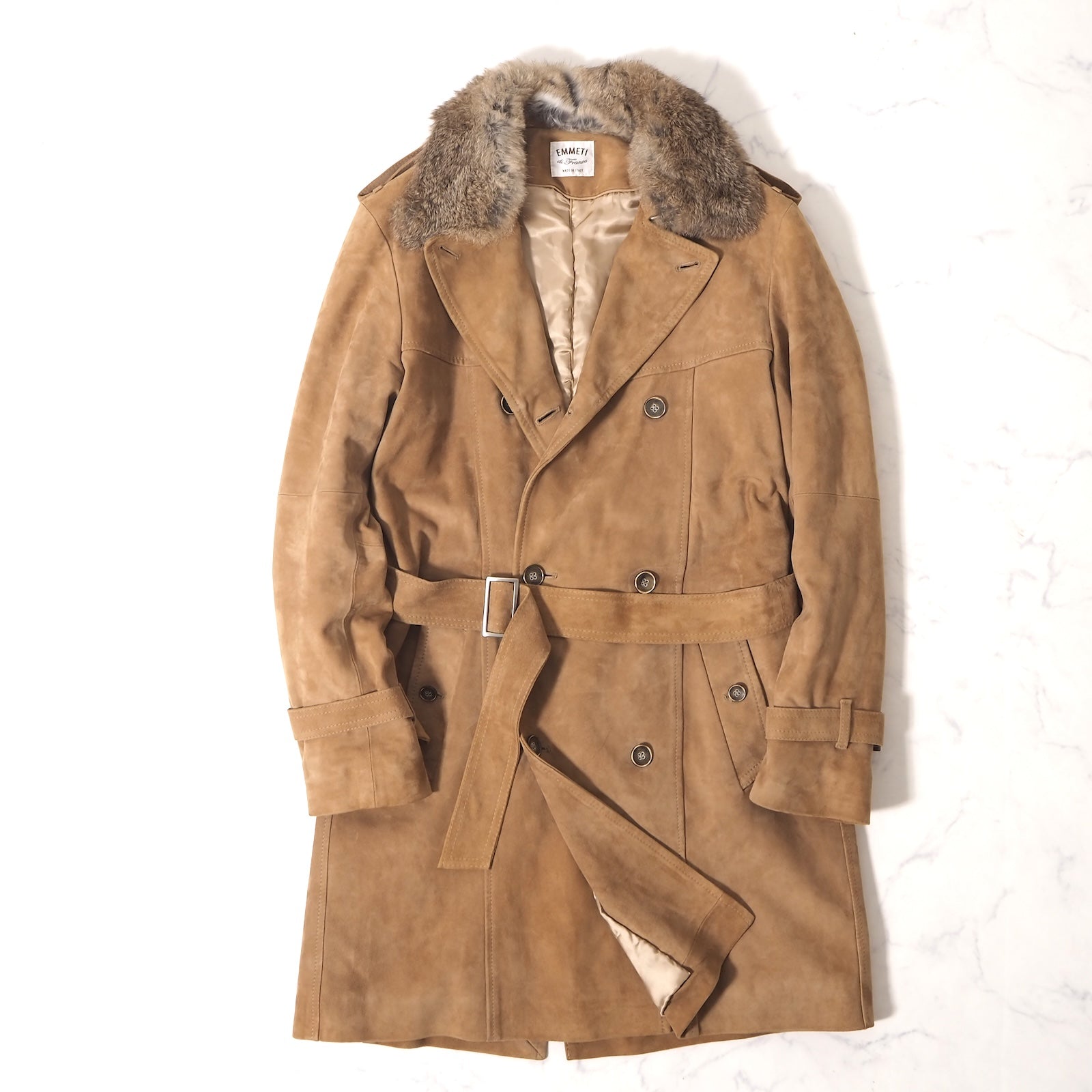 エンメティ EMMETI イタリア製 ラビットファー レザー トレンチコート