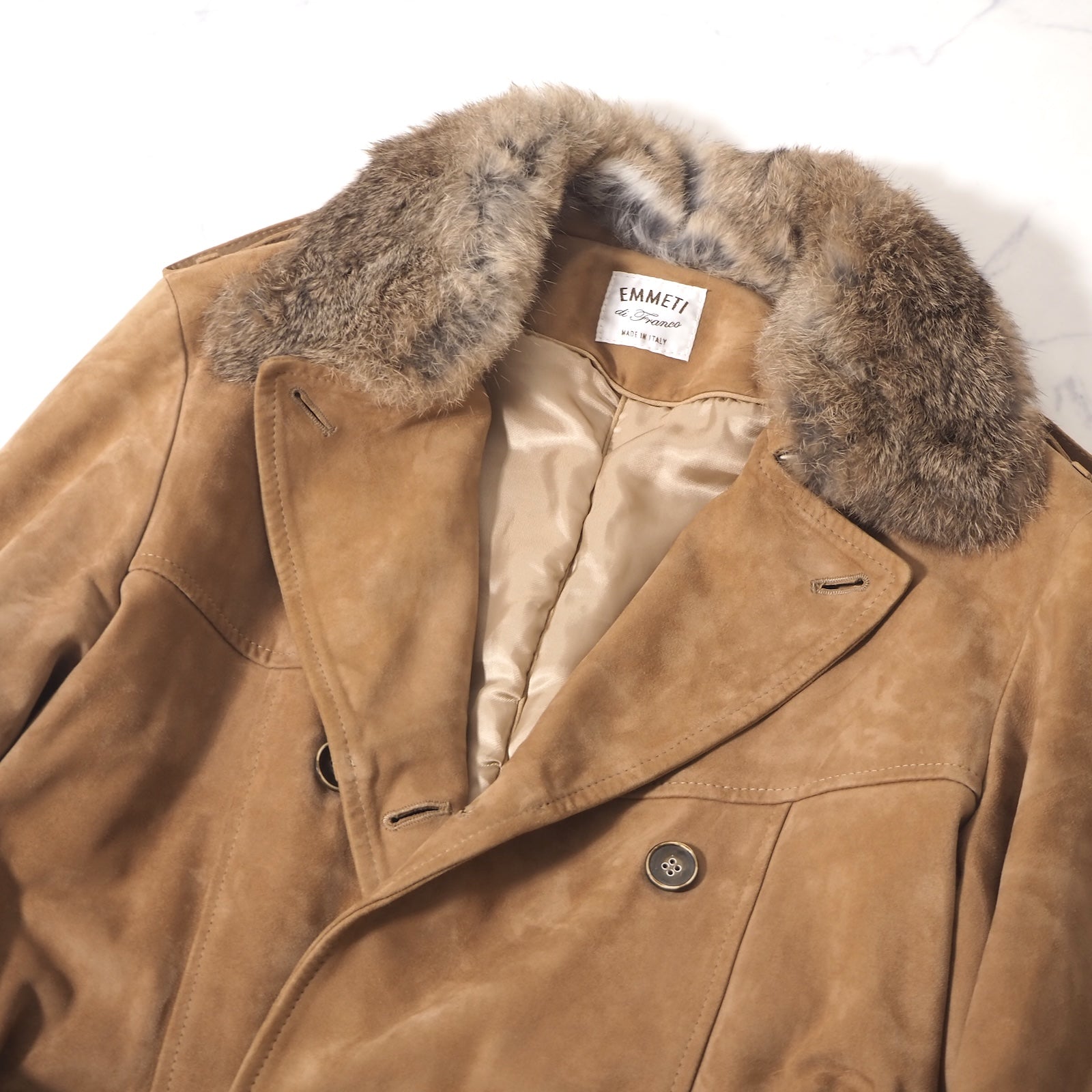 エンメティ EMMETI イタリア製 ラビットファー レザー トレンチコート