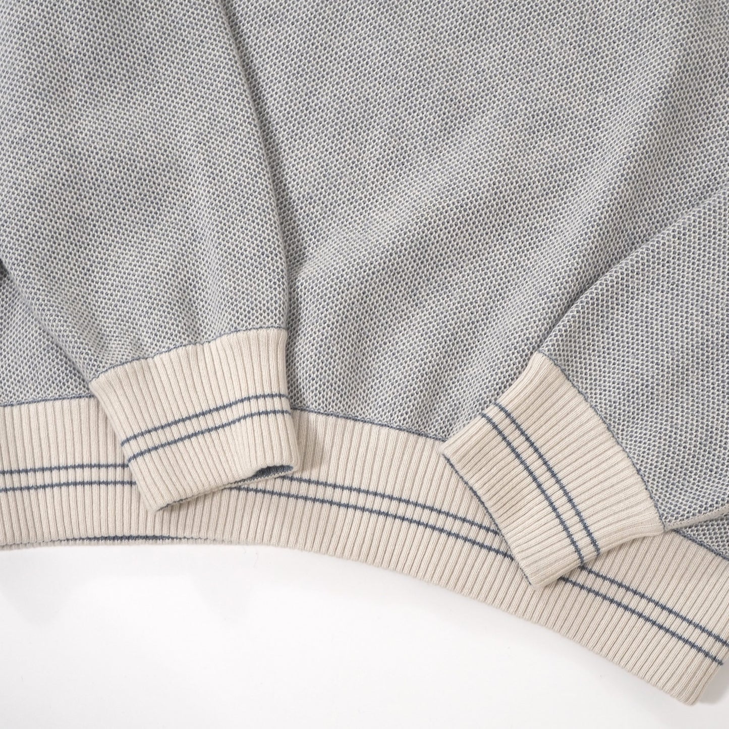 美品 ロロピアーナ Loro Piana イタリア製 シルク カシミヤ ドライバーズニット セーター 54 ブルーグレー ホワイト メンズ 正規品 6-ZA009
