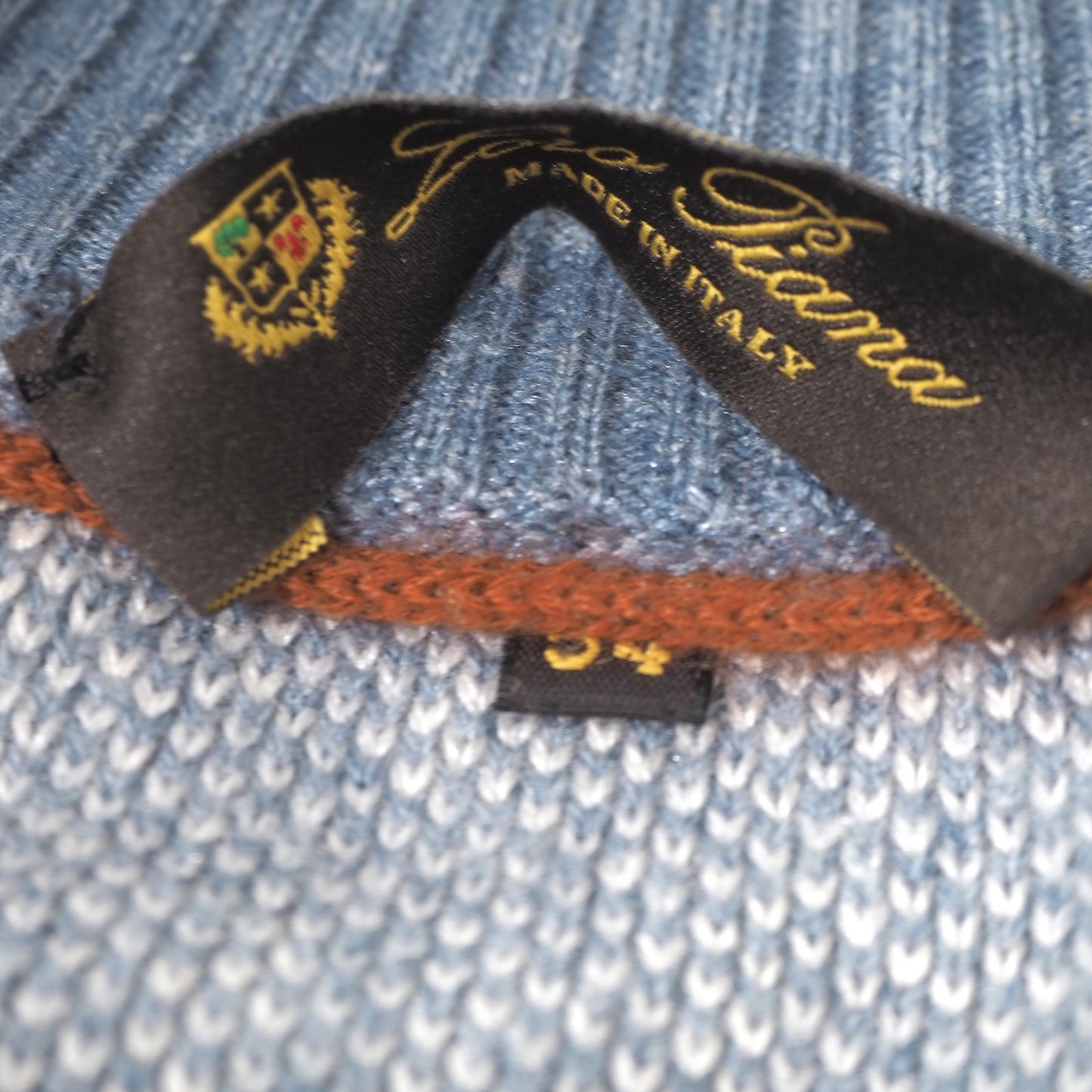 美品 ロロピアーナ Loro Piana イタリア製 シルク カシミヤ ドライバーズニット セーター 54 ブルーグレー ホワイト メンズ 正規品 6-ZA009