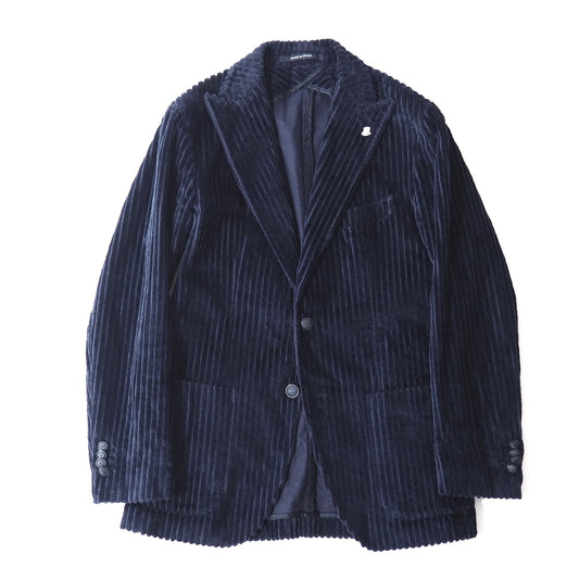 美品 タリアトーレ TAGLIATORE イタリア製 ラペリピン付 コーデュロイ ジャケット 44 ネイビー メンズ 正規品 5-ZG058