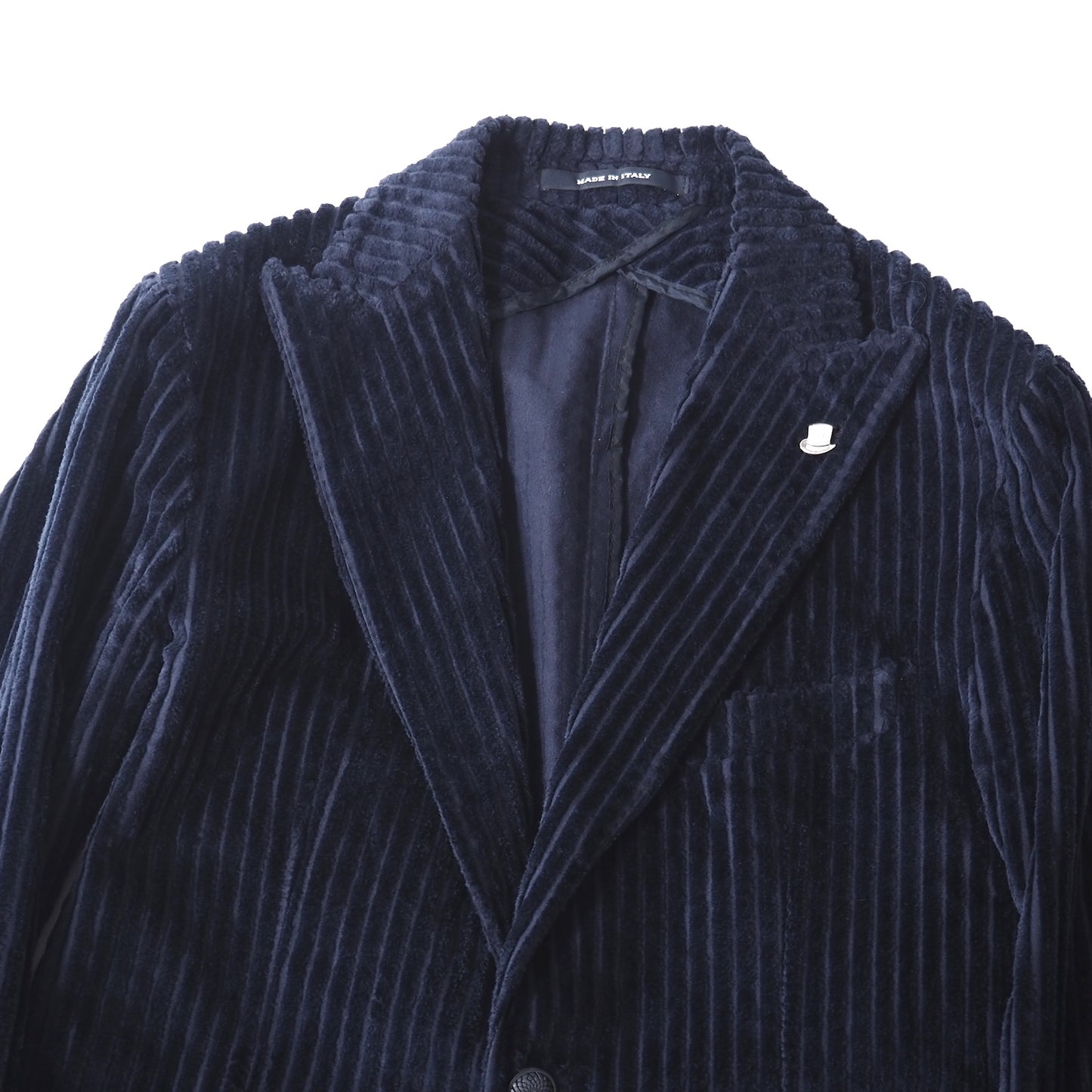 美品 タリアトーレ TAGLIATORE イタリア製 ラペリピン付 コーデュロイ ジャケット 44 ネイビー メンズ 正規品 5-ZG058