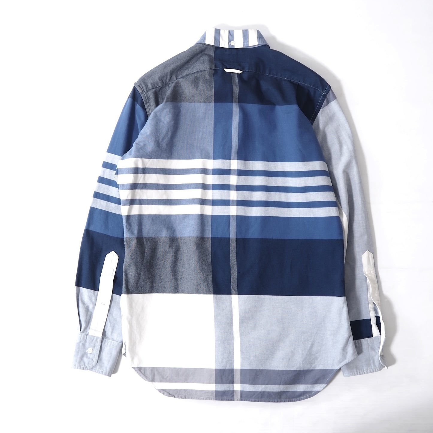 トムブラウン THOM BROWNE 4Bar コットン オックスフォード 長袖 チェック シャツ 3 ブルー メンズ 正規品 4-ZI016