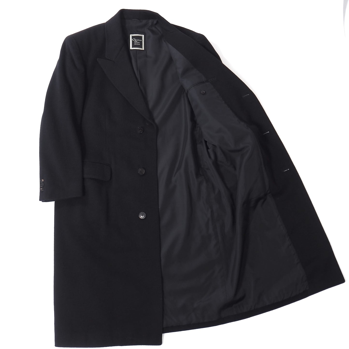 美品 クリスチャンディオール Christian Dior MONSIEUR ヴィンテージ ウール カシミヤ コート S ブラック メンズ 正規品 5-ZK005