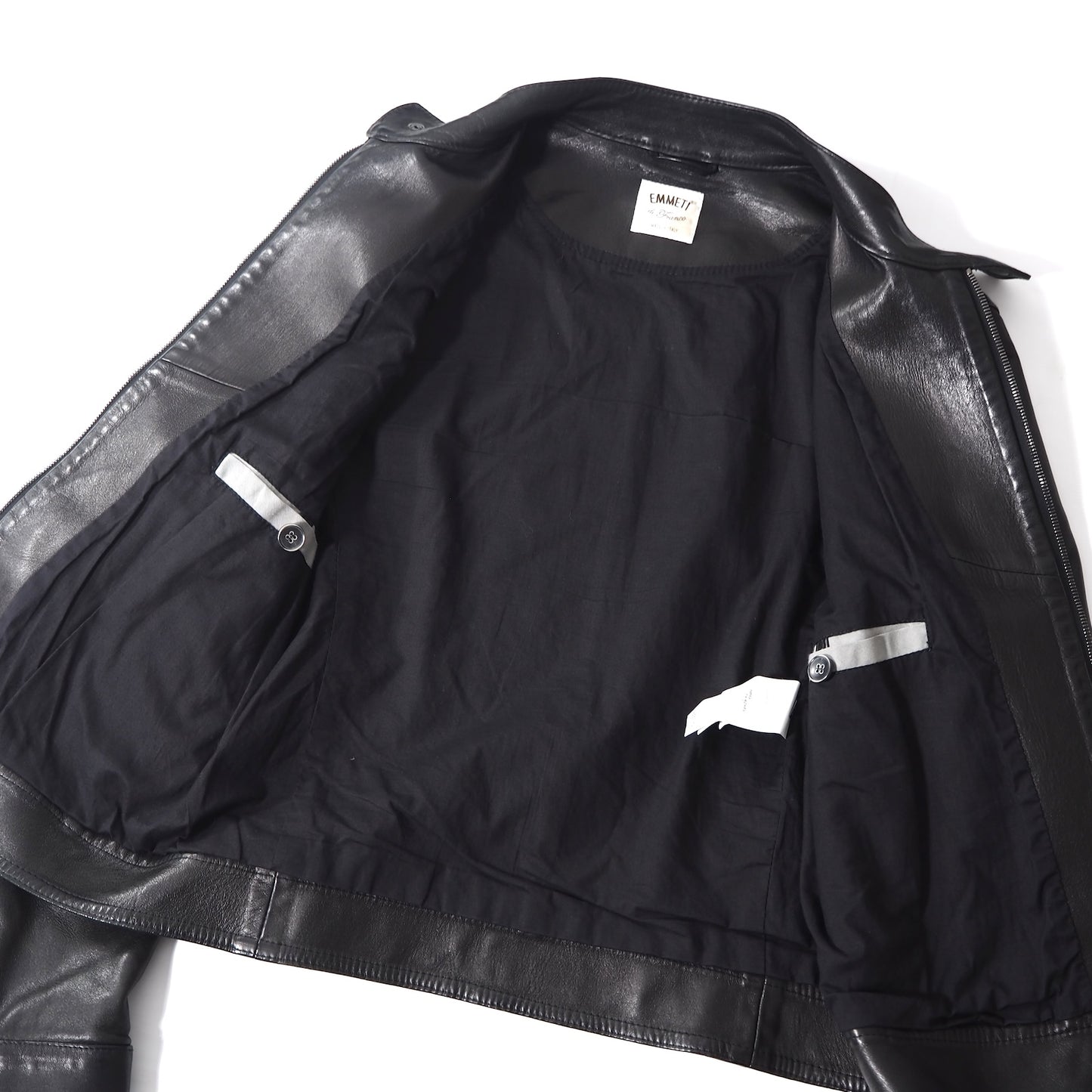エメンティ EMMETI イタリア製 JURI ラムレザー ライダースジャケット 48 ブラック メンズ 正規品 5-YC014
