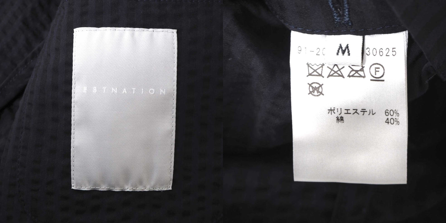 エストネーション ESTNATION シアサッカー イージー 春夏 スーツ M ネイビー ブラック メンズ 美品 正規品 5-ZA045