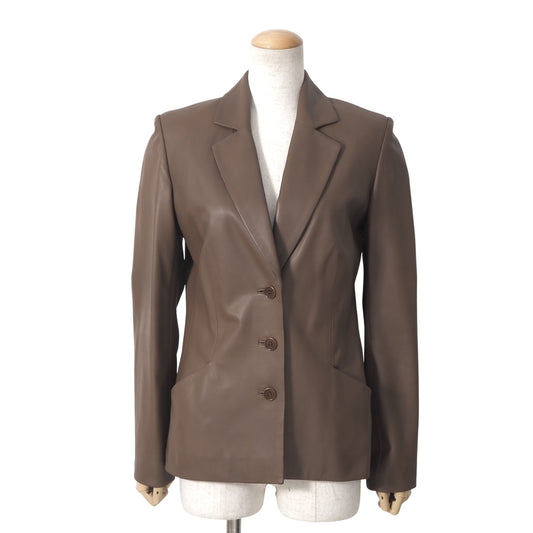 ロエベ LOEWE ラムスキン レザージャケット 36 ブラウン レディース 正規品 6-OA004