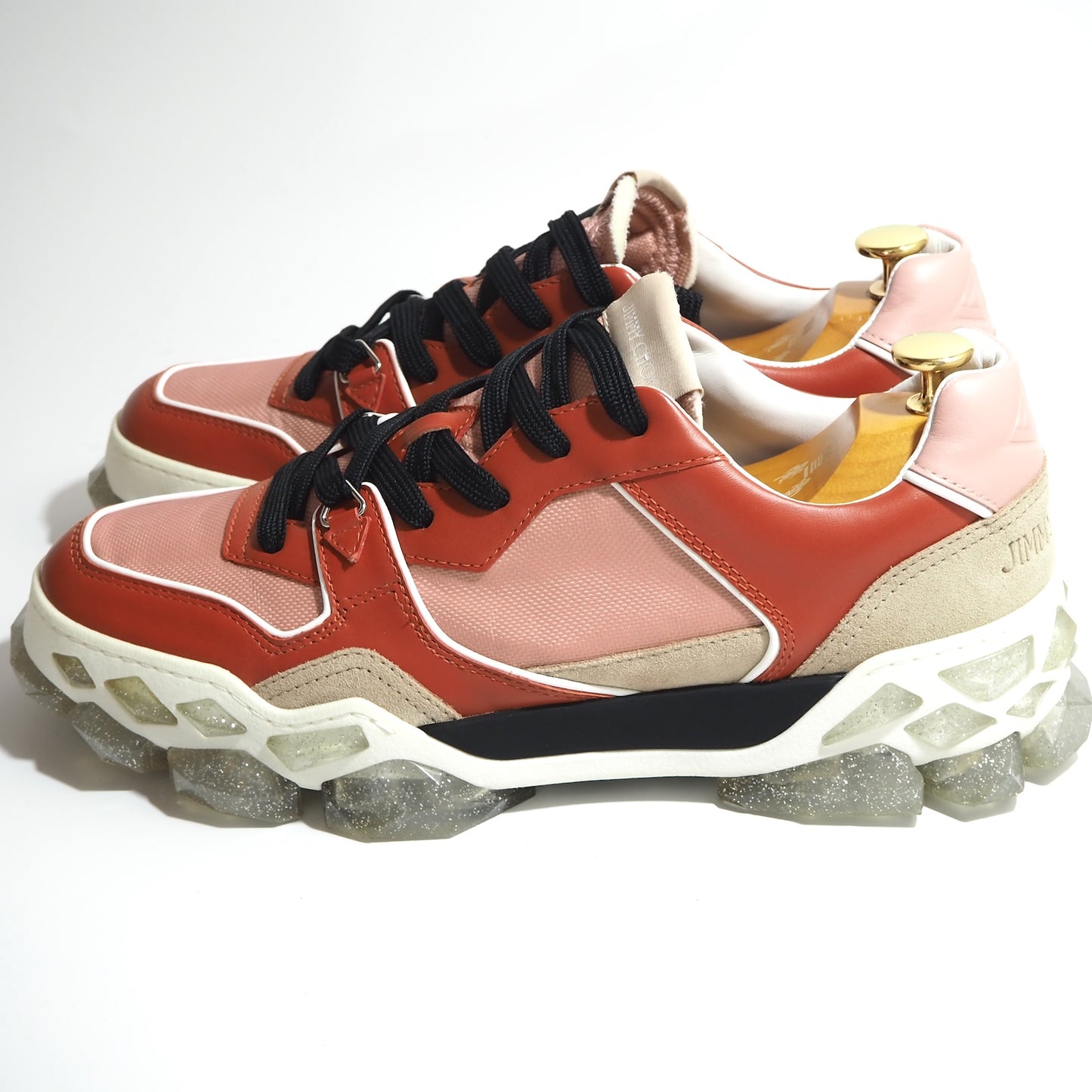 美品 ジミーチュウ JIMMY CHOO DIAMOND X TRAINER ローカット スニーカー 43 28㎝相当 レッド メンズ 正規品 5-YC017