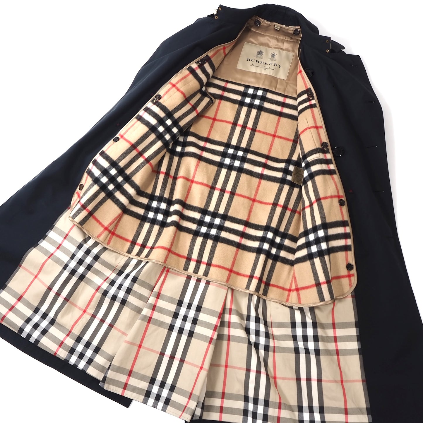 バーバリー BURBERRY KENSINGTON ケンジントン ロイヤルワラント トレンチコート ライナー付 44 ネイビー メンズ 美品 正規品 4-CL036