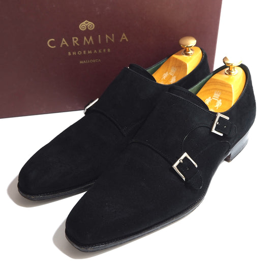 CARMINA カルミナ カルミーナ ダブルモンク スエードレザー シューズ 7.5 25.5㎝相当 ブラック メンズ 正規品 5-ZC012