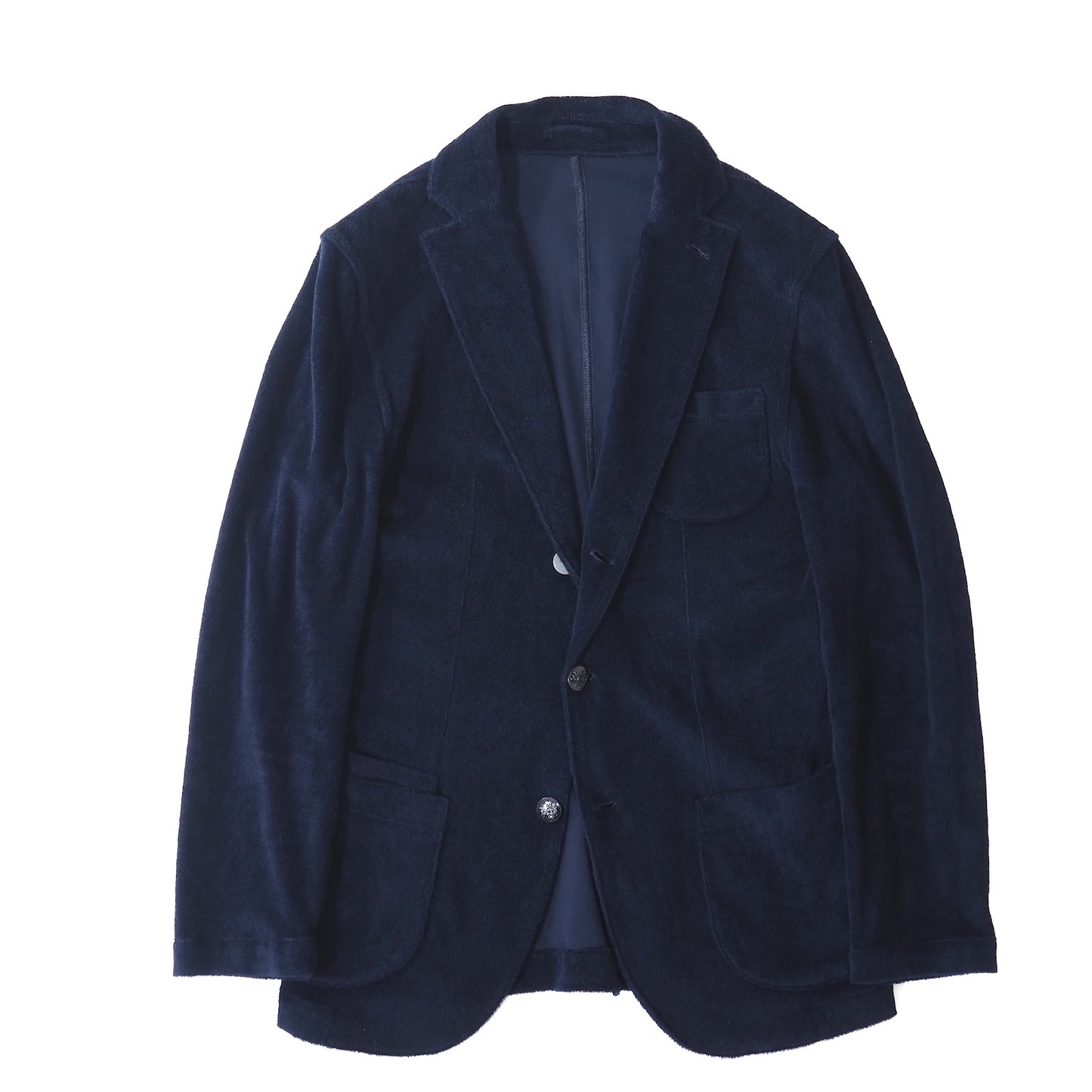 良品 ラルディーニ LARDINI パイル生地 コットン メタルボタン ジャケット S ネイビー メンズ 正規品 5-ZG071