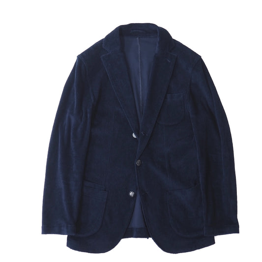 良品 ラルディーニ LARDINI パイル生地 コットン メタルボタン ジャケット S ネイビー メンズ 正規品 5-ZG071