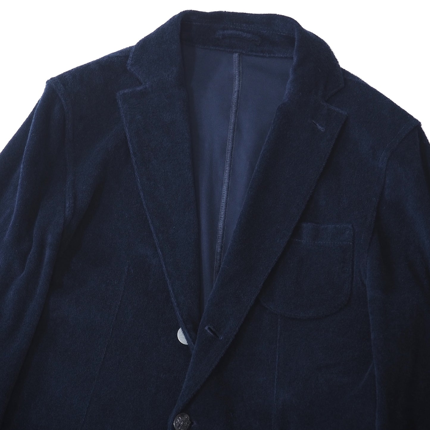 良品 ラルディーニ LARDINI パイル生地 コットン メタルボタン ジャケット S ネイビー メンズ 正規品 5-ZG071