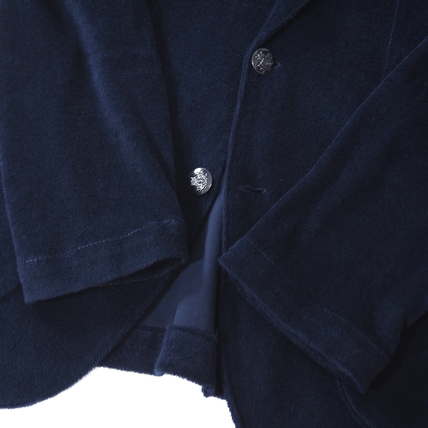 良品 ラルディーニ LARDINI パイル生地 コットン メタルボタン ジャケット S ネイビー メンズ 正規品 5-ZG071